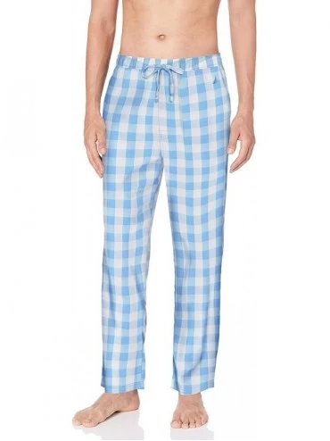 Sleep Bottoms Men's Soft Woven 100% Cotton Elastic Waistband Sleep Pajama Pant- Riviera Blue- Medium - C718IOYD8CY $65.91