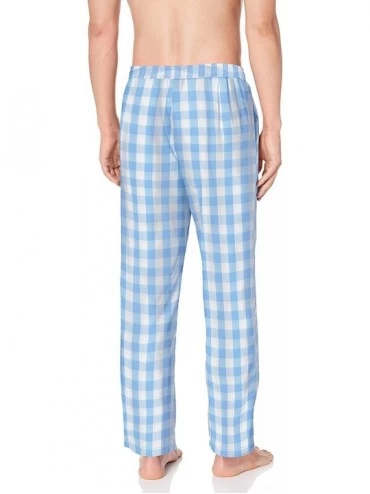 Sleep Bottoms Men's Soft Woven 100% Cotton Elastic Waistband Sleep Pajama Pant- Riviera Blue- Medium - C718IOYD8CY $31.17