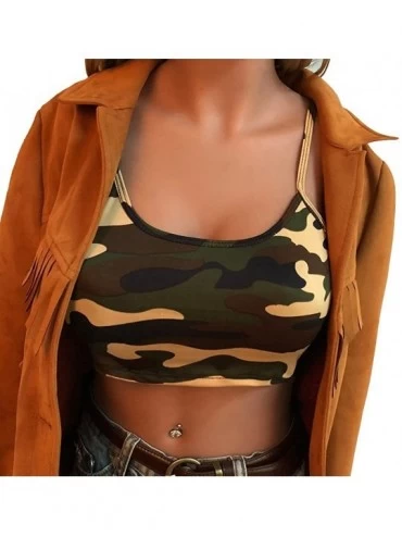 Shapewear Women's T Shirt Sleeveless Shirts Tunic Camouflage Sexy Crop Halter Blouse Tanks Vest Tops - Green - CU18ORK92WM $1...