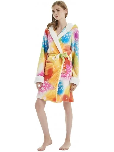 Robes Unisex Adult Bathrobe Hooded Animal Robe Fleece Cosplay Costume Plush Robe - Rendered Unicorn - C918ZQ86M24 $63.52