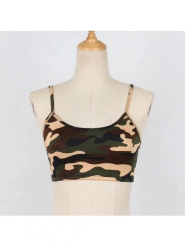 Shapewear Women's T Shirt Sleeveless Shirts Tunic Camouflage Sexy Crop Halter Blouse Tanks Vest Tops - Green - CU18ORK92WM $8.11