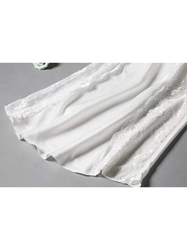 Nightgowns & Sleepshirts New Women Soft Satin Lingerie Charming Deep V Nightdress Underwear One Piece S-XXXL - X1-white - CQ1...
