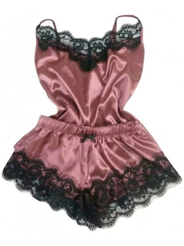 Nightgowns & Sleepshirts Fashion Sexy Lace Sleepwear Lingerie Temptation Babydoll Underwear Nightdress - Hot Pink - CE195NNMR...