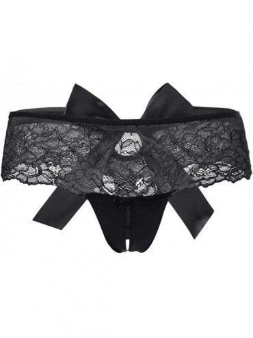 Panties Women's Sexy g-String Panties with Cute Bow Back - Black - CW197WAQD3N $23.38