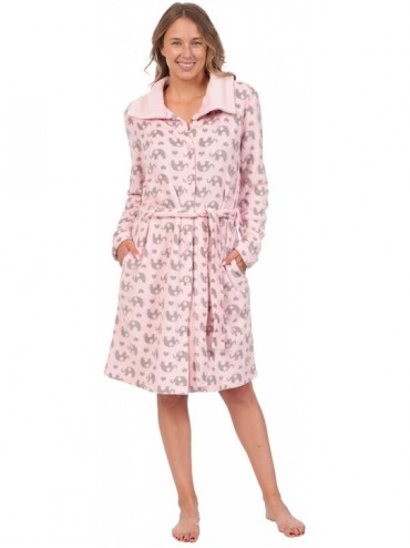 Robes Premium Soft Minky Fleece Nightgown Robe for Women - Pink Elephant Print - C518IQDNEA0 $51.75