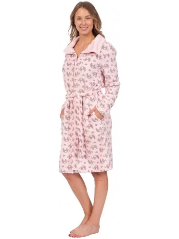 Robes Premium Soft Minky Fleece Nightgown Robe for Women - Pink Elephant Print - C518IQDNEA0 $26.49