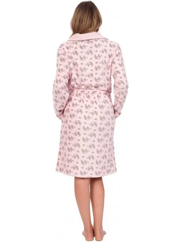 Robes Premium Soft Minky Fleece Nightgown Robe for Women - Pink Elephant Print - C518IQDNEA0 $26.49