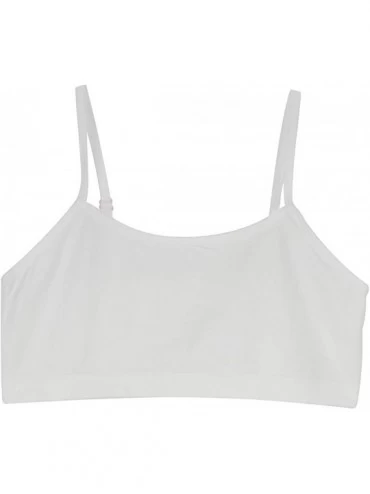 Camisoles & Tanks Young Girl's Cotton Crop Bra Cami Training Bra with Adjustable Shoulder Strap - White/Pink/Rose - CL18M5NU9...