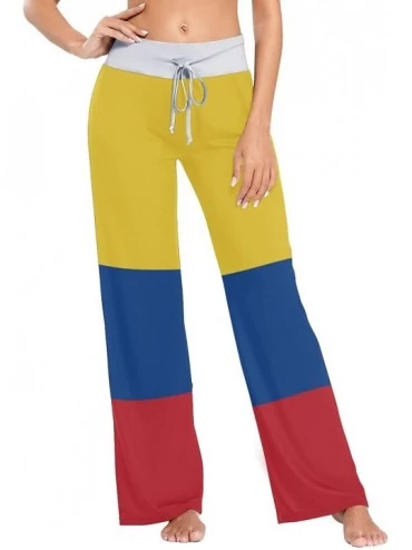Bottoms Women Jersey Pajama Pants Drawstring Loose Palazzo Lounge Pants Sleepwear - Colombian Flag - CT1902YQGIE $51.64