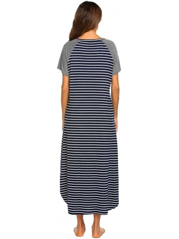 Nightgowns & Sleepshirts Long Nightgown-Women's Loungewear Short Sleeve Sleepwear Full Length Sleep Shirt with Pockets - Grey...