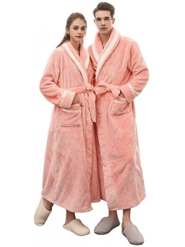 Robes Mink Cashmere Bathrobes Thicker Long Flannel Sleepwear Women Man Couple Pajamas - Orange Pink - CT18I28EZAG $23.89