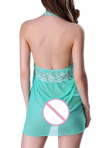 Bustiers & Corsets Women Lace Sexy Lingerie Nightdress Skirt Nightgown Lace Pajamas Underwear - Green - CX18ZQSA8GN $16.04