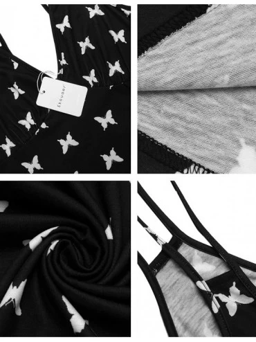 Nightgowns & Sleepshirts Women's Sling Printing Sleepwear Chemises V-Neck Full Slip Babydoll Nightgown - Pattern2 - CU18ZTMCW...