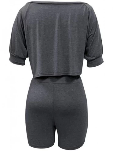 Sets Womens Tracksuits Sports Yoga Suit Cotton Crop Top and Boyshort Pajamas Set Loungewear Workout 2 Piece Outfits - B-dark ...