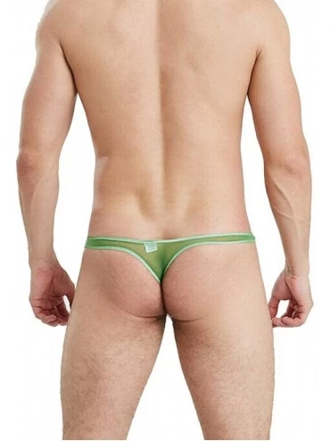 G-Strings & Thongs Men's G-String Mesh Thong Sexy Bikini Underwear Low Rise Bulge Pouch T-Back See Through - Green - CL18AOST...