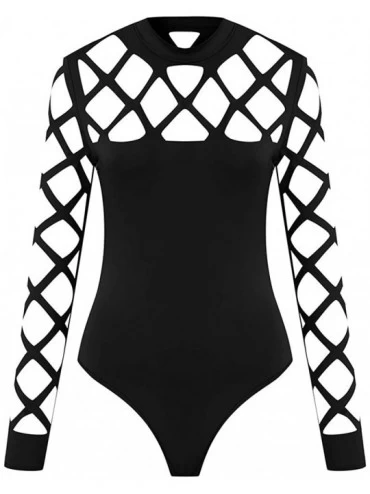 Shapewear Bodysuit for Women Long Sleeve Hollow Jumpsuit Clubwear Women's Sexy Leotard Basic Body Shaper - Black - CH19232G9Q...