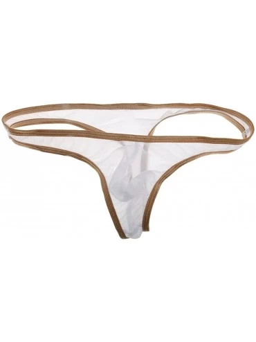 G-Strings & Thongs Mens Sheer Openwork Thongs G-String T-Back Underwear Briefs Panties Shorts - White - C918AZ4QCZQ $10.84