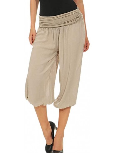 Accessories Women Fashion Elastic Waist Pocket Summer Harem Pants Casual Wide Leg Pants Plus Size - Khaki - C218TUGODT4 $32.66