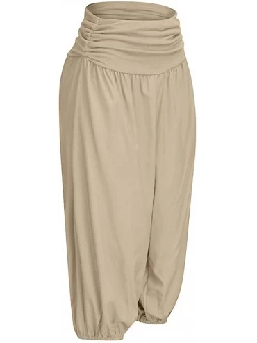 Accessories Women Fashion Elastic Waist Pocket Summer Harem Pants Casual Wide Leg Pants Plus Size - Khaki - C218TUGODT4 $15.57