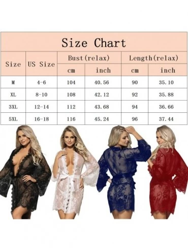 Nightgowns & Sleepshirts Women Lace Lace Kimono Robe Babydoll Lingerie Sheer Short Robe Nightgown with G-String M-5XL - Style...