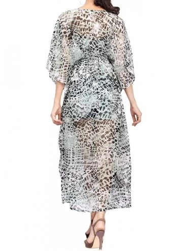 Nightgowns & Sleepshirts Women's Maxi Caftan Cover Ups Beach Dress Sleepwear US 8-14 Green_G676 - CQ11FII6NXT $24.80