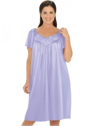 Nightgowns & Sleepshirts V-Neck Lace Tricot Gown - Lilac - CB12M8FMKH7 $22.39
