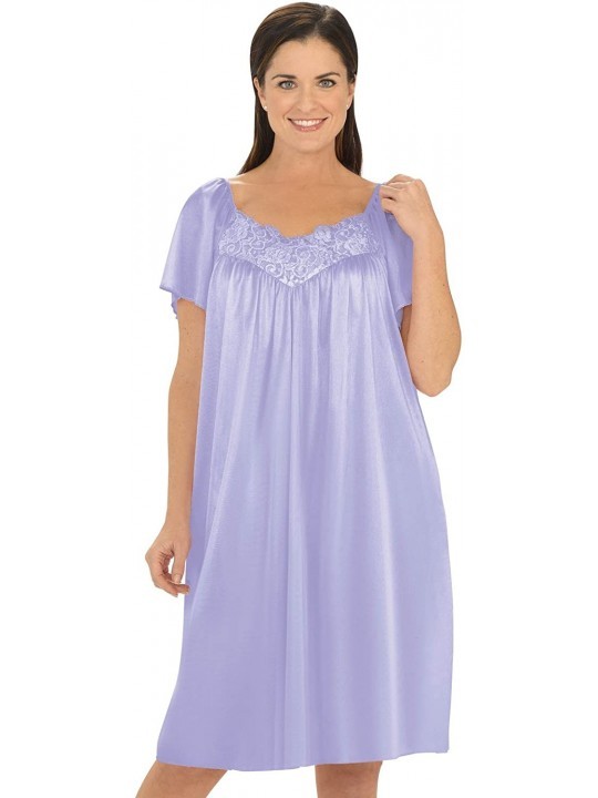 Nightgowns & Sleepshirts V-Neck Lace Tricot Gown - Lilac - CB12M8FMKH7 $39.76
