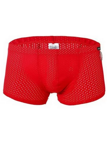 Boxer Briefs Men's Sexy 3D Bags Breathable Nylon Mesh Boxer Sexy Men's Underwear - Red - CY18TH4LC29 $10.37