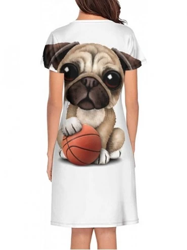 Nightgowns & Sleepshirts Women's Nightdress Chihuahua Basketball Short Sleeve Sleeping Dress Loungewear Sleepwear - White-3 -...