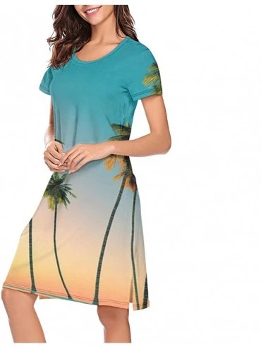 Nightgowns & Sleepshirts Womens Nightgown Sunsets Hawaii Premium Graphic Short Sleeve Lingerie - Sunsets Hawaii - CW18XAONNOQ...