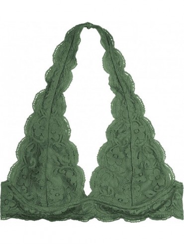 Bras Women's Lace Halter Bralette - Balsam Green - CA18NMHT5QW $28.53