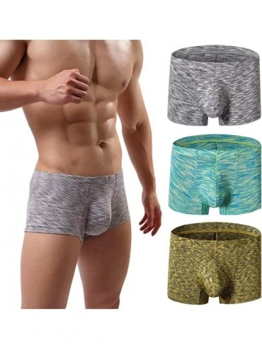 Briefs Men's Underwear Boxer Briefs Breathable Bulge Pouch Underpants Low Rise Elastic - B4gray-yellow-green - C918E88Z6K7 $2...