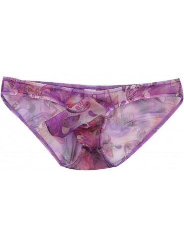 G-Strings & Thongs Men's Sheer Mesh Bulge Pouch Thong Underwear Naughty Sheath Bikini Briefs Panties Underpants - Purple - CD...