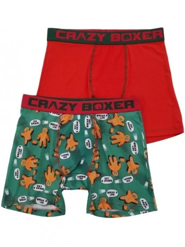 Boxer Briefs Men's Novelty Holiday Boxer Briefs - Green & Red - CC198LZUXEU $19.56