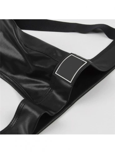 G-Strings & Thongs Men Jocks U Convex Underwear PU Leather Sexy Pouch Thongs and G Strings Tanga Hombre - Red - C11976NZL47 $...