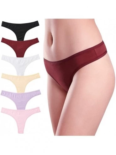 Panties Women's Low Rise Thongs Cotton Stretch Panties Breathable Bikini Underwear Multipack - Solid Color - CG18GEE4RL5 $23.98