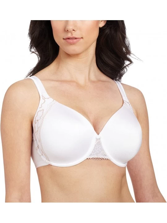 Bras Women's One Smooth U Underwire Bra with Lace Side Support - White/Soft Taupe - C411QMLM7VN $30.88