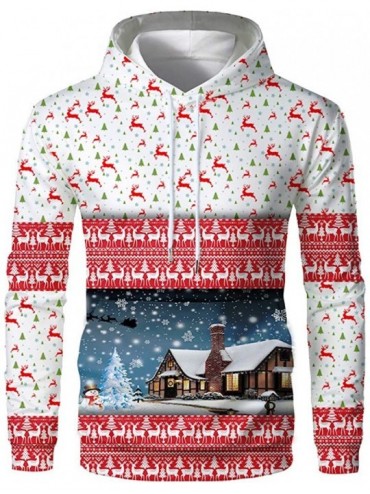 Robes Couple Cute 3D Santa Print Ugly Christmas Kangaroo Pocket Sweatshirt Hoodies Pullover - White C - C1193M3NNEZ $51.61
