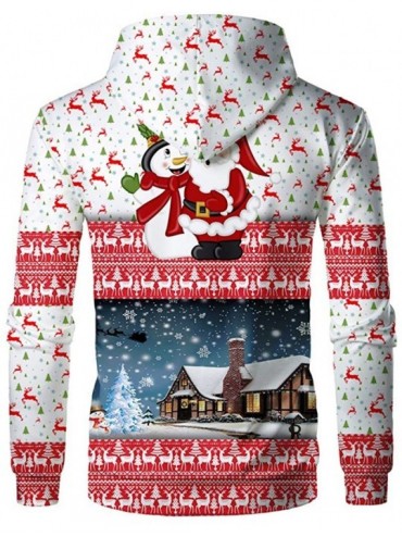 Robes Couple Cute 3D Santa Print Ugly Christmas Kangaroo Pocket Sweatshirt Hoodies Pullover - White C - C1193M3NNEZ $51.61