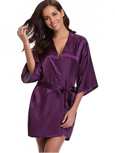 Nightgowns & Sleepshirts Women's Summer Pajamas Kimono Robe Bathrobe Women Silk Robes Robes Satin Robe Ladies Dressing Gowns ...