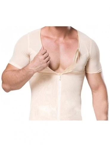 Shapewear Mens Breathable Tank Top Slimming Chest Compression Shirt Abs Abdomen Undershirt Body Shaper Vest - Beige - CT19E4I...