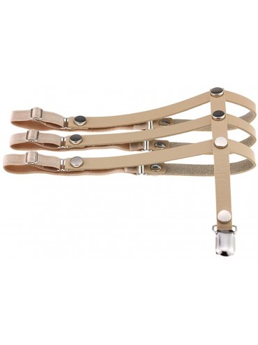 Garters & Garter Belts Punk Strap Garters Elastic Leg Triple Ring Adjustable Suspenders Garter Belt - Beige - C2186DKRM4Z $28.07