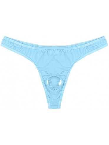 G-Strings & Thongs Sexy Mens Lingerie Briefs Jockstraps- One Piece Thong Bikini Front Hole Underwear G-String Underpants - Bl...