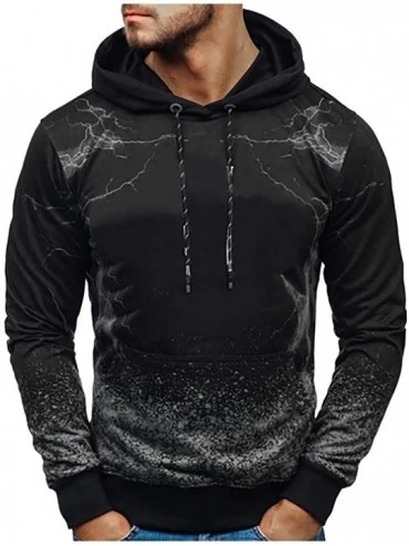 Thermal Underwear Men Patchwork Drawstring Hoodie Pure Color Hooded Long Sleeve Sweatshirt Pullover with Pockets - A-gray - C...