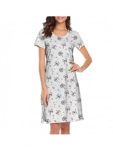 Tops Women's Cute Sleep Shirt Sleepwear Night Dress Short Sleeve Nightshirts Nightgown - White-110 - CX1933XL2TL $32.04