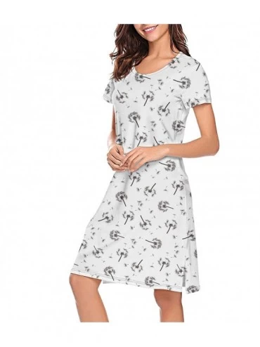Tops Women's Cute Sleep Shirt Sleepwear Night Dress Short Sleeve Nightshirts Nightgown - White-110 - CX1933XL2TL $32.04