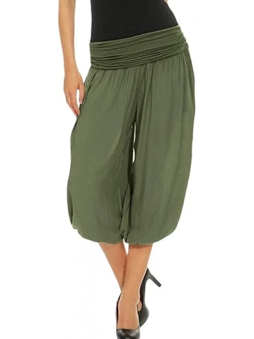 Accessories Women Fashion Elastic Waist Pocket Summer Harem Pants Casual Wide Leg Pants Plus Size - Green - CX18TR0MZMC $29.15