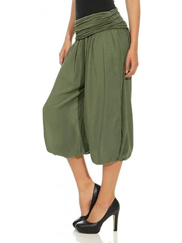 Accessories Women Fashion Elastic Waist Pocket Summer Harem Pants Casual Wide Leg Pants Plus Size - Green - CX18TR0MZMC $12.82