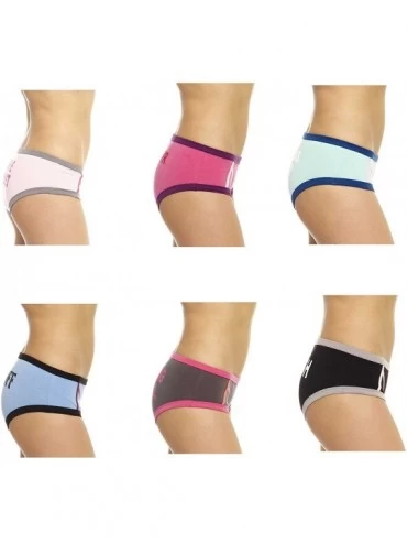 Panties Cotton Panties/Boyleg Underwear (Pack of 6) - 6 Pack With Sayings on Back - CM12O7I0H7L $14.09