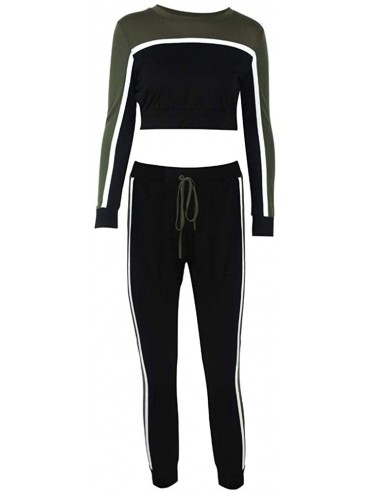 Sets Tracksuit Sweatshirt Pants Sets Women 2Pcs Sports Long Sleeve Casual Suit - Army Green - CT18I2H8H25 $40.03